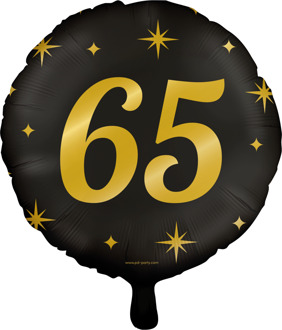 Classy Folieballon 65 Jaar Zwart/Goud (46cm) Zwart, Goud - Brons