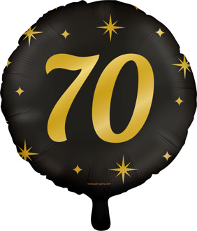 Classy Folieballon 70 Jaar Zwart/Goud (46cm) Zwart, Goud - Brons