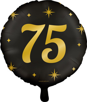 Classy Folieballon 75 Jaar Zwart/Goud (46cm) Zwart, Goud - Brons