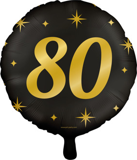 Classy Folieballon 80 Jaar Zwart/Goud (46cm) Zwart, Goud - Brons