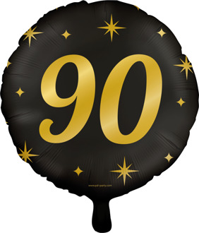 Classy Folieballon 90 Jaar Zwart/Goud (46cm) Zwart, Goud - Brons