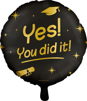 Classy Folieballon Geslaagd 'You Did It' Zwart/Goud (46cm) Zwart, Goud - Brons