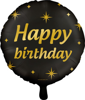 Classy Folieballon Happy Birthday Zwart/Goud (46cm) Zwart, Goud - Brons