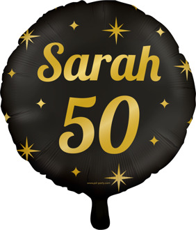 Classy Folieballon Sarah 50 Jaar Zwart/Goud (46cm) Zwart, Goud - Brons