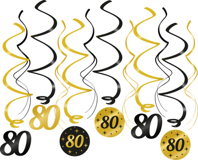 Classy Party Swirls 80 Jaar (12st) Multikleur - Print