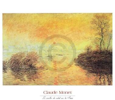 Claude Monet - Le Coucher Du Soleil La Seine Kunstdruk 70x50cm