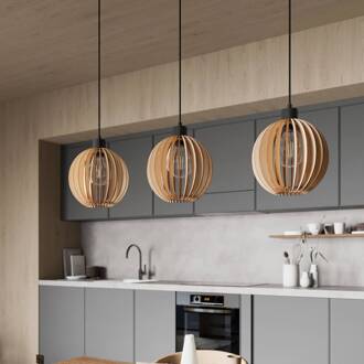 Clay hanglamp berkenmultiplex 3-lamps zwart, licht hout