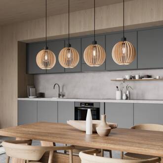 Clay hanglamp, berkenmultiplex, 4-lamps zwart, licht hout