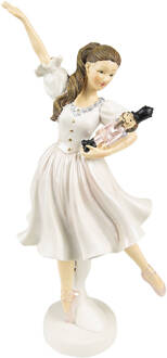 Clayre & Eef Beeld Ballerina 25 cm Wit Polyresin Woonaccessoires