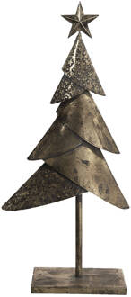 Clayre & Eef Beeld Kerstboom 25x12x55 cm Koperkleurig Ijzer