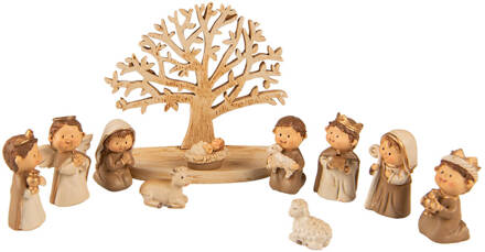 Clayre & Eef Beeld Kerstgroep 10 cm Bruin Kunststof Kerstdecoratie