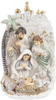 Clayre & Eef Beeld Kerstgroep 25 cm Beige Kunststof Kerstdecoratie