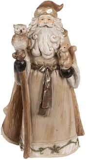 Clayre & Eef Beeld Kerstman 23 cm Bruin Polyresin Kerstfiguren