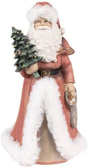 Clayre & Eef Beeld Kerstman 23 cm Rood Polyresin Kerstfiguren