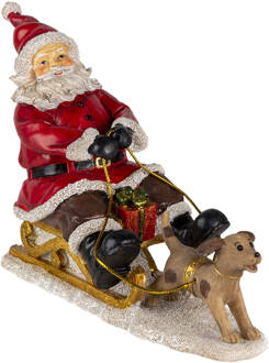 Clayre & Eef Beeld Kerstman 24x8x16 cm Rood Bruin Kunststof