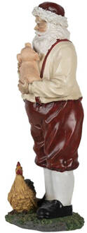 Clayre & Eef Beeld Kerstman 27 cm Rood Beige Kunststof Kerstdecoratie