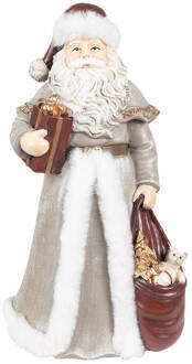 Clayre & Eef Beeld Kerstman 31 cm Grijs Polyresin Kerstfiguren