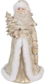 Clayre & Eef Beeld Kerstman 32 cm Goudkleurig Polyresin Kerstfiguren