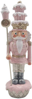 Clayre & Eef Beeld Notenkraker 16 cm Roze Kunststof Kerstdecoratie