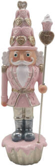 Clayre & Eef Beeld Notenkraker 16 cm Roze Kunststof Kerstdecoratie