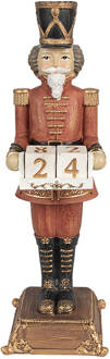 Clayre & Eef Beeld Notenkraker 32 cm Rood Polyresin Kerstfiguren