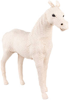 Clayre & Eef Beeld Paard 30 cm Beige Papier Ijzer Textiel