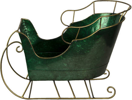 Clayre & Eef Beeld Slee 34x18x22 cm Groen Ijzer Kerstdecoratie beeld