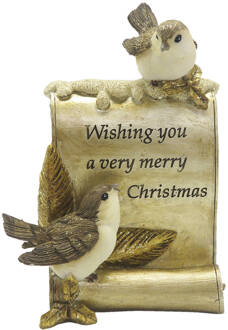 Clayre & Eef Beeld Vogels 15 cm Goudkleurig Bruin Kunststof Merry