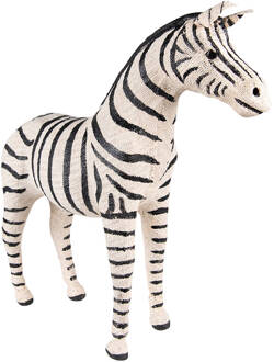 Clayre & Eef Beeld Zebra 28 cm Zwart Wit Papier Ijzer Textiel