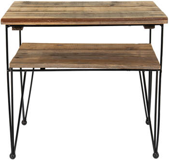 Clayre & Eef Bijzettafel 38x26x36 cm Bruin Hout Side table Tafeltje