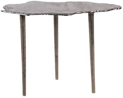 Clayre & Eef Bijzettafel 56x24x45 cm Grijs Aluminium Side table