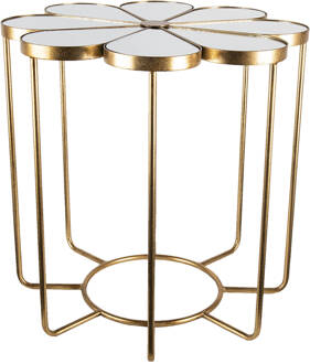 Clayre & Eef Bijzettafel Ø 62x61 cm Goudkleurig Metaal Glas Side table