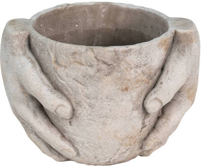 Clayre & Eef Bloempot 21x16x15 cm Grijs Steen Handen Bloempot binnen