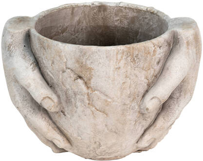 Clayre & Eef Bloempot 25x18x17 cm Grijs Steen Handen Bloempot binnen