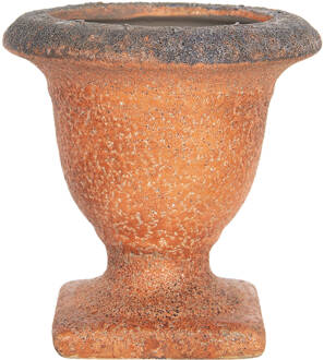 Clayre & Eef Bloempot Binnen 6ce1223 Ø 12*12 Cm - Oranje Keramiek