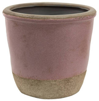 Clayre & Eef Bloempot Ø 19x19 cm Roze Beige Keramiek Rond Bloempot