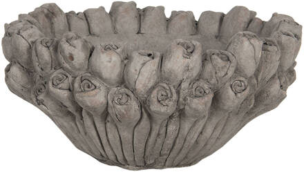 Clayre & Eef Bloempot Ø 27x13 cm Grijs Steen Rond Bloempot binnen