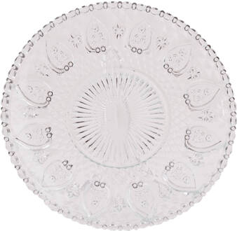 Clayre & Eef Bord Ø 22 Cm - Transparant - Glas - Rond - 6gl0226