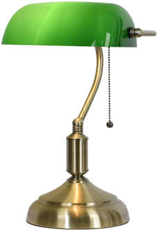 Clayre & Eef Bureaulamp Bankierslamp 27x17x41 cm Groen Goudkleurig