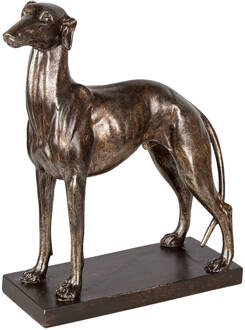 Clayre & Eef Decoratie Beeld Hond 6pr3397 27*11*31 Cm Koperkleurig, Bruin Kunststof