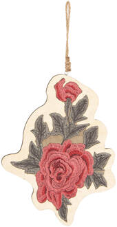 Clayre & Eef Decoratie hanger 27*20 cm Meerkleurig Hout Bloem Woondecoratie Woondecoratie