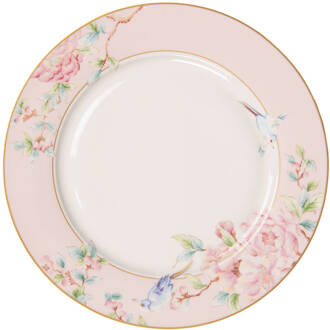 Clayre & Eef Dinerbord Ø 27 cm Roze Wit Porselein Bloemen Eetbord