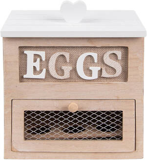 Clayre & Eef Eierhouder 18x9x20 cm Bruin Hout Rechthoek Eggs Eierrekje