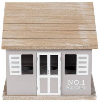 Clayre & Eef Eierkastje Huis 20x14x18 cm Grijs Bruin Hout Egg house