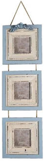 Clayre & Eef Fotolijst 7x7 cm Blauw MDF Bloemen Fotokader Wissellijst