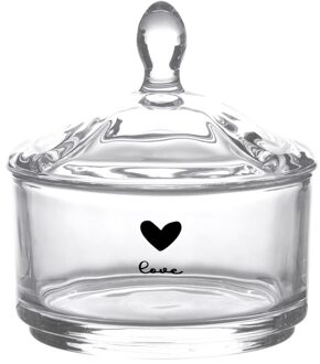 Clayre & Eef Glazen potje Ø 9x9 cm Glas Rond Hart Love Potje Transparant Potje
