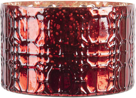 Clayre & Eef Glazen Theelichthouder 6gl3217 Ø 20*13 Cm Rood Glas Rond