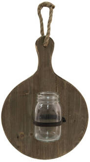 Clayre & Eef Glazen Vaasjes in Houder 27x13x38 cm Bruin Hout Glas