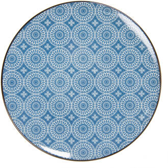 Clayre & Eef Groot Bord - Ø 26 Cm - Blauw - Keramiek - Rond - Clayre & Eef - 6cefp0044