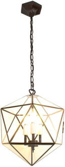 Clayre & Eef Hanglamp 40x40x175cm Transparant Metaal Glas Hanglamp